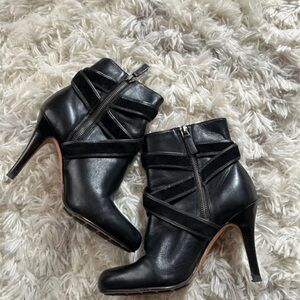 Cole Haan Black Strappy Heeled Boots